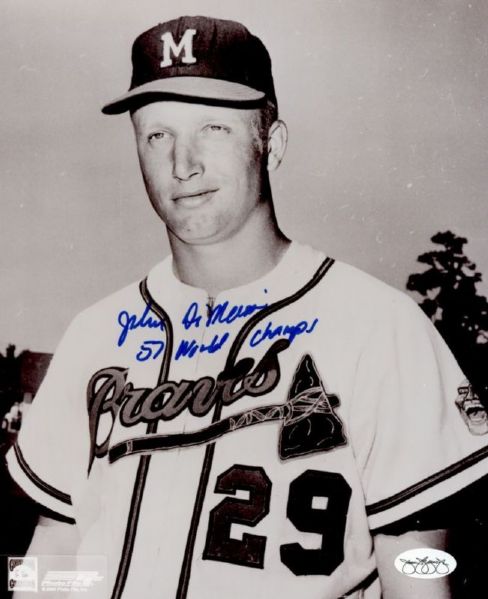 1957-61 Milwaukee Braves John DeMerit Autographed 8x10 B/W Photo (JSA)