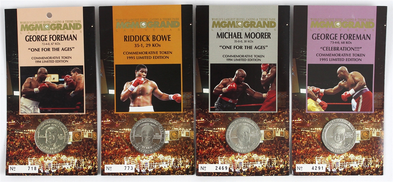 1994-1995 MGM Grand Commemorative Tokens Including Riddick Bowe, George Foreman, and Michael Moorer 