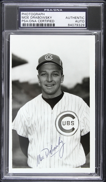 1956-1960 Moe Drabowsky Chicago Cubs Signed 3"x 5" Photo (PSA/DNA Slabbed)