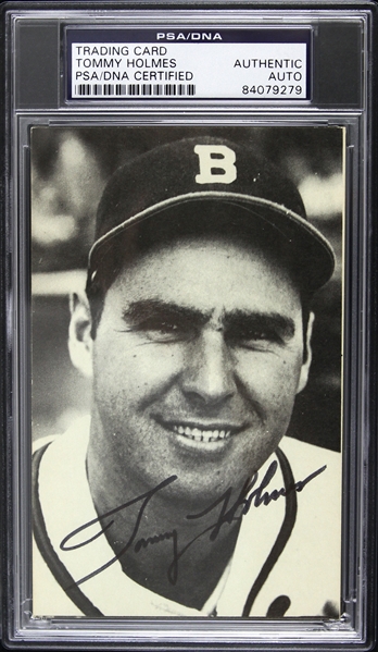 1942-1951 Tommy Holmes Boston Braves Signed 3"x 5" Trading Card (PSA/DNA Slabbed) 
