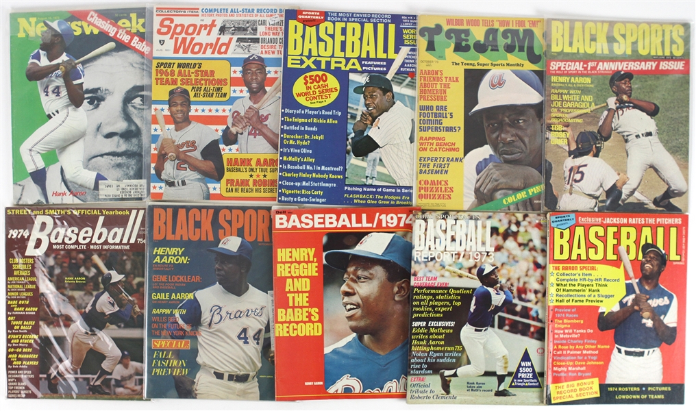 1950s-1980s Hank Aaron Milwaukee Braves Magazines, Photos, Postcards (Lot of 45+)