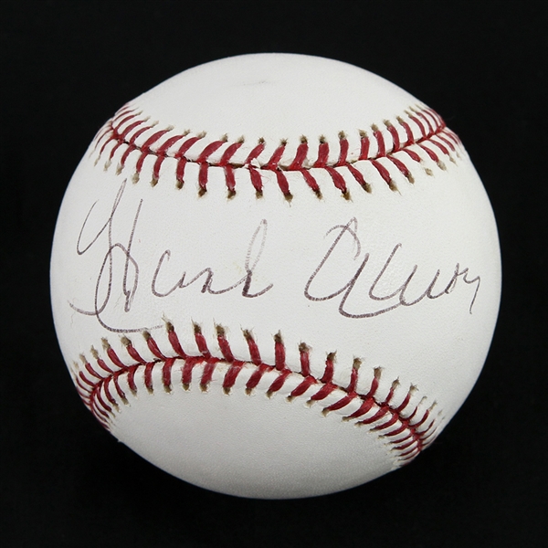 2000-07 Hank Aaron Milwaukee Braves Single Signed OML Selig Baseball (PSA/DNA 9)
