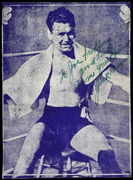 1919-1926 Jack Dempsey Signed 5"x 8" Paper Photo (JSA)