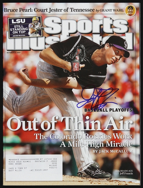 2007 Jeff Francis Colorado Rockies Signed Sports Illustrated (JSA)