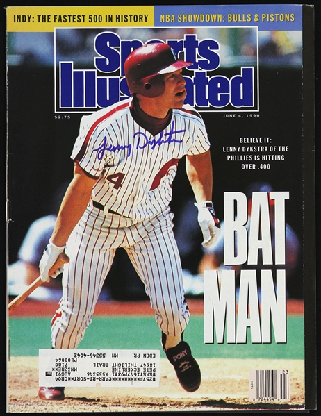 1990 Lenny Dykstra Philadelphia Phillies Signed Sports Illustrated (JSA)