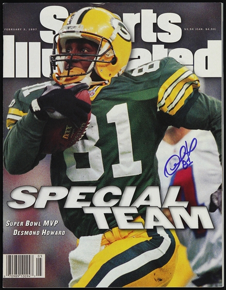 1997 Desmond Howard Green Bay Packers Signed Sports Illustrated (JSA)