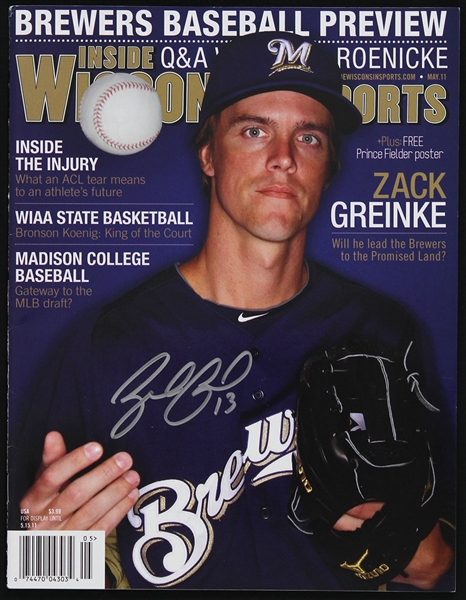 2011 Zack Greinke Milwaukee Brewers Signed Inside Wisconsin Sports (JSA)