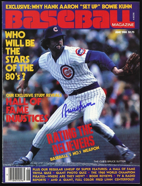 1980 Bruce Sutter Chicago Cubs Signed Baseball Magazine (JSA)