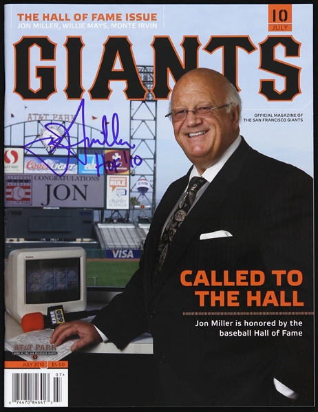 2010 Jon Miller San Francisco Giants Announcer Signed Giants Official Magazine (JSA)