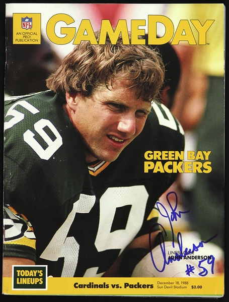 1988 John Anderson Green Bay Packers Signed Game Day Magazine (JSA)