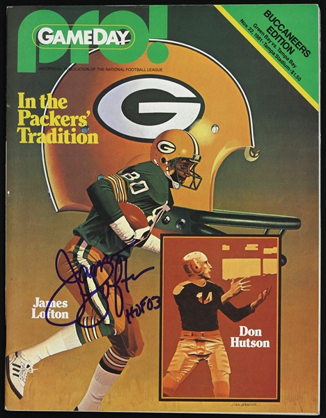 1981 James Lofton Green Bay Packers Signed Game Day Pro! Magazine (JSA)