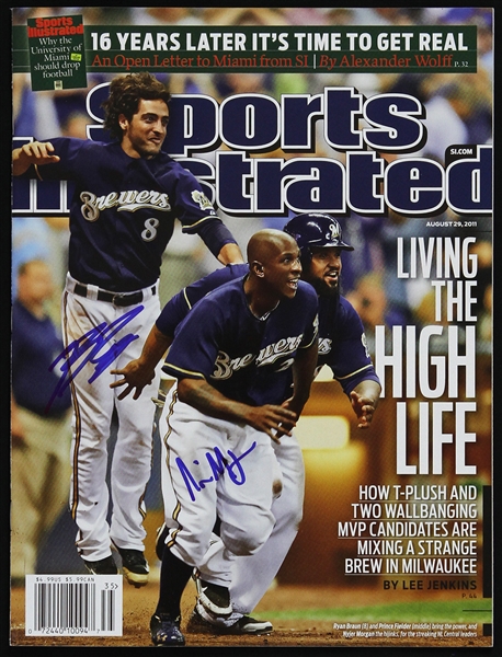 2011 Ryan Braun & Nyjer Morgan Milwaukee Brewers Signed Sports Illustrated (JSA)