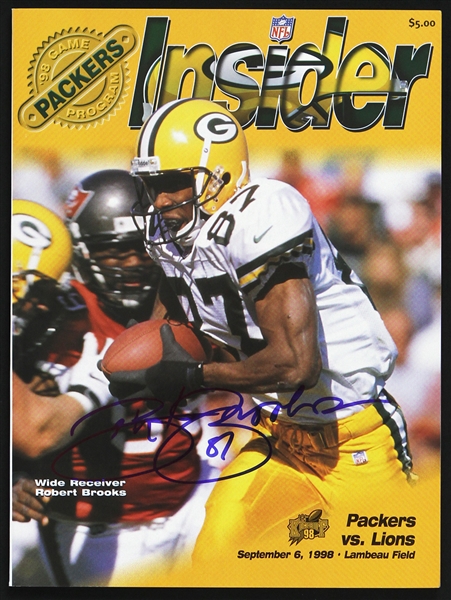 1998 Robert Brooks Green Bay Packers Signed Packers vs Lions Insider (JSA)