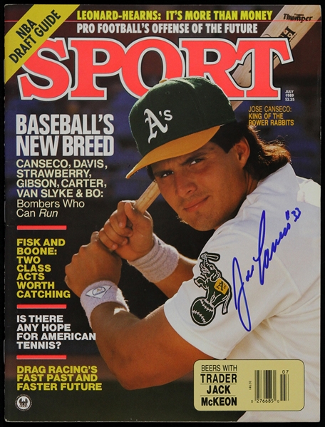 1989 Jose Canseco Oakland Athletics Signed Sport Magazine (JSA)
