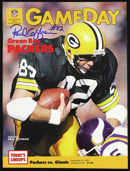 1985 Paul Coffman Green Bay Packers Signed Packers vs Giants Game Day Program (JSA)