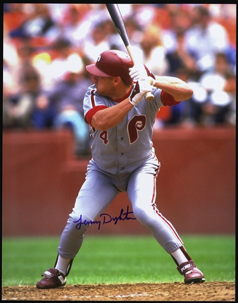 1989-1996 Lenny Dykstra Philadelphia Phillies Signed 11"x 14" Photo (JSA)