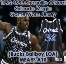 1992-93 Shaquille ONeal Orlando Magic Game Worn Road Jersey (MEARS A10/Bucks Ballboy Letter) Rookie Season