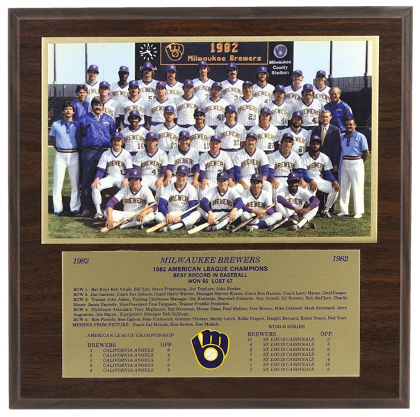 1982 Milwaukee Brewers American League Champions 12" x 12" Commemorative Team Photo Plaque