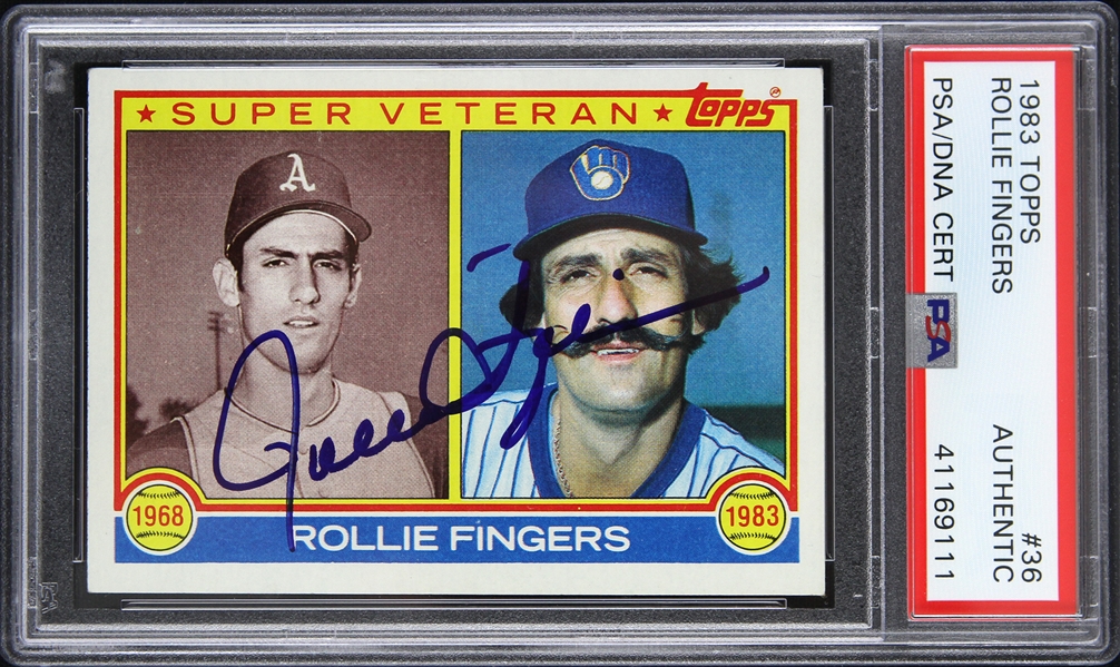 1983 Rollie Fingers Milwaukee Brewers Autographed Topps Trading Card (PSA/DNA Slabbed)