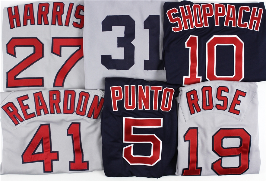 1987-2012 Boston Red Sox Game Worn Jersey Collection - Lot of 6 w/ Calvin Schiraldi, Jeff Reardon, Greg Harris & More (MEARS LOA)