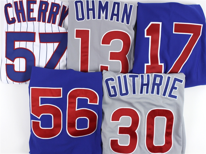 2000-07 Chicago Cubs Game Worn Jersey Collection - Lot of 5 w/ Mark Guthrie, Cliff Bartosh, John Mabry, Will Ohman & Rocky Cherry (MEARS LOA)