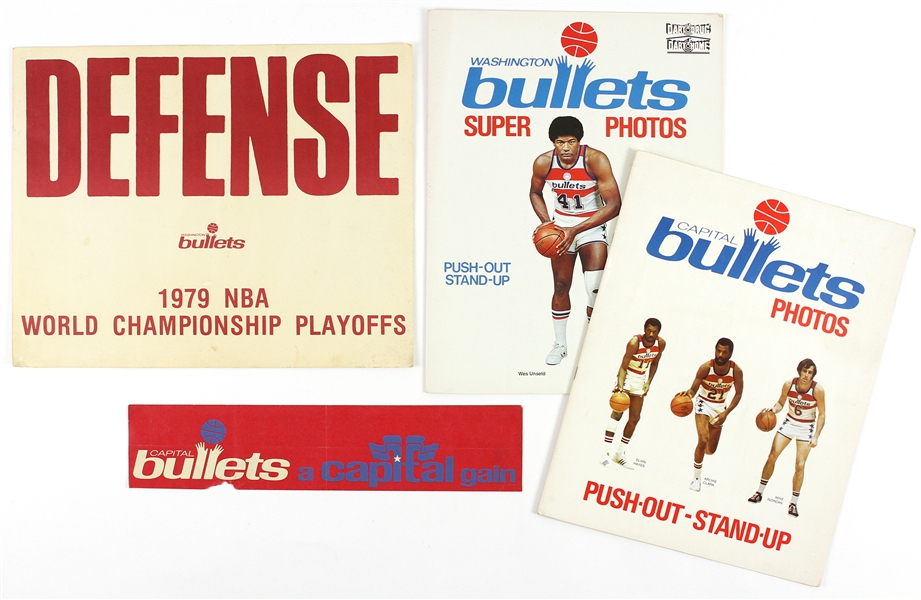 1973-1979 Washington / Capital Bullets Super Photos, Bumper Sticker, & NBA Playoffs Sign 