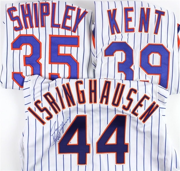 1988-2010 New York Mets Game Worn Jersey Collection - Lot of 7 w/ Jeff Kent Rookie Season, Jason Isringhausen Signed, Craig Shipley & More (MEARS LOA)