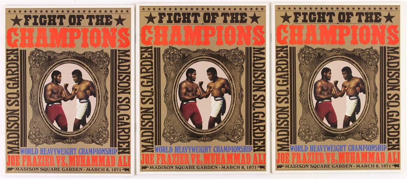 1971 Joe Frazier vs Muhammad Ali Fight of the Champions Programs (Lot of 3)