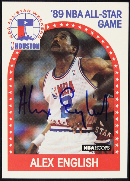 1989 Alex English Denver Nuggets NBA Hoops All-Star Game Signed Trading Card (JSA)
