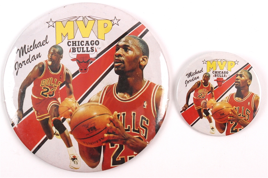 1988 Michael Jordan Chicago Bulls MVP 3" and 6" Pinback Buttons