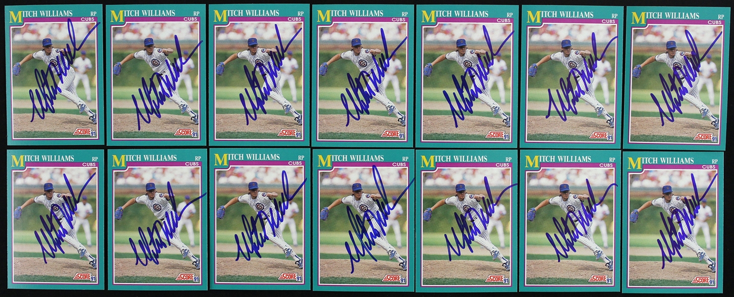 1991 Mitch Williams Chicago Cubs Signed Score Trading Cards (Lot of 14)(JSA)