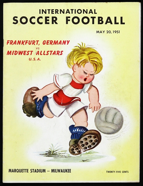 1951 Frankfurt Germany vs Midwest Allstars International Soccer Program 