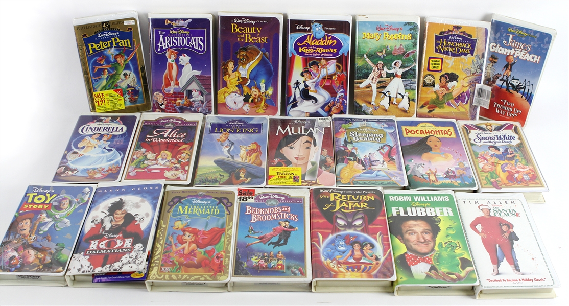 1990s Walt Disney VHS Films Including Mulan, The Lion King, The Little Mermaid and more (Lot of 21)