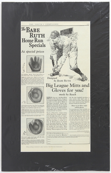 1927 Babe Ruth New York Yankees The Youths Companion 11"x 17" Matted Article 