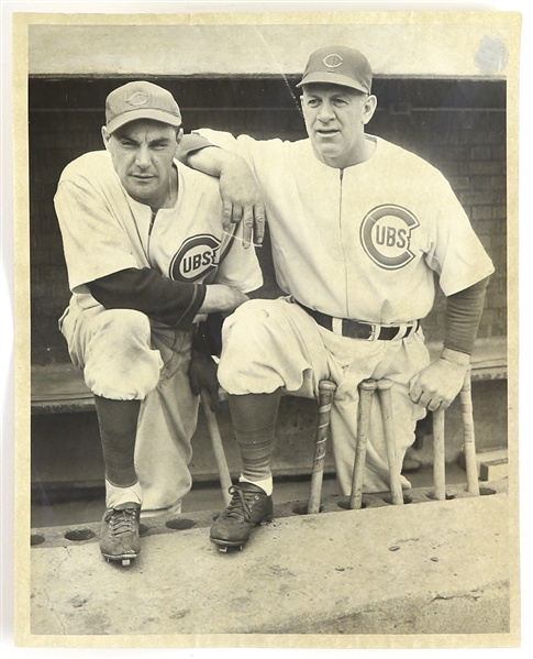1944 Charlie Grimm & Phil Cavarretta Chicago Cubs Original 8"x 10" Photo 