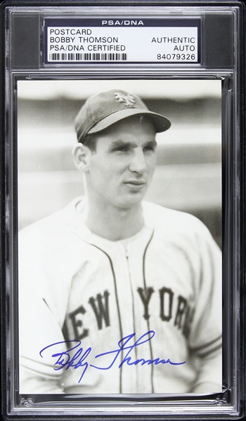 1946-1953 Bobby Thomson New York Giants Signed 3"x 5" Postcard (PSA/DNA Slabbed)