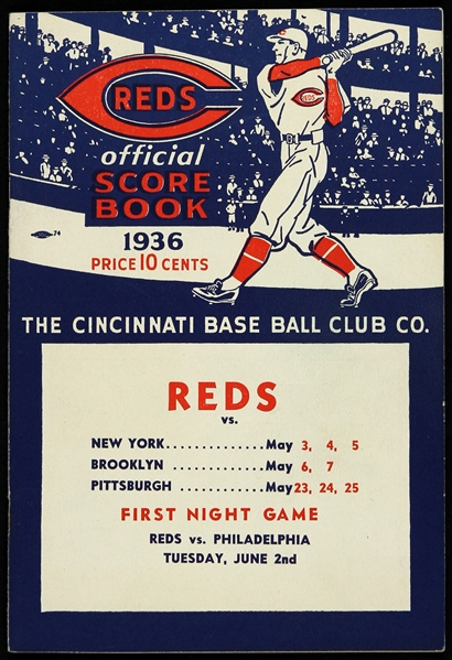 1936 Cincinnati Reds Official Score Book
