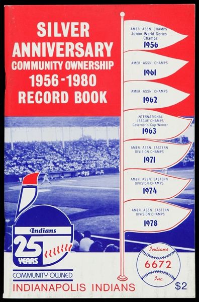 1956-1980 Indianapolis Indians Silver Anniversary Record Book 