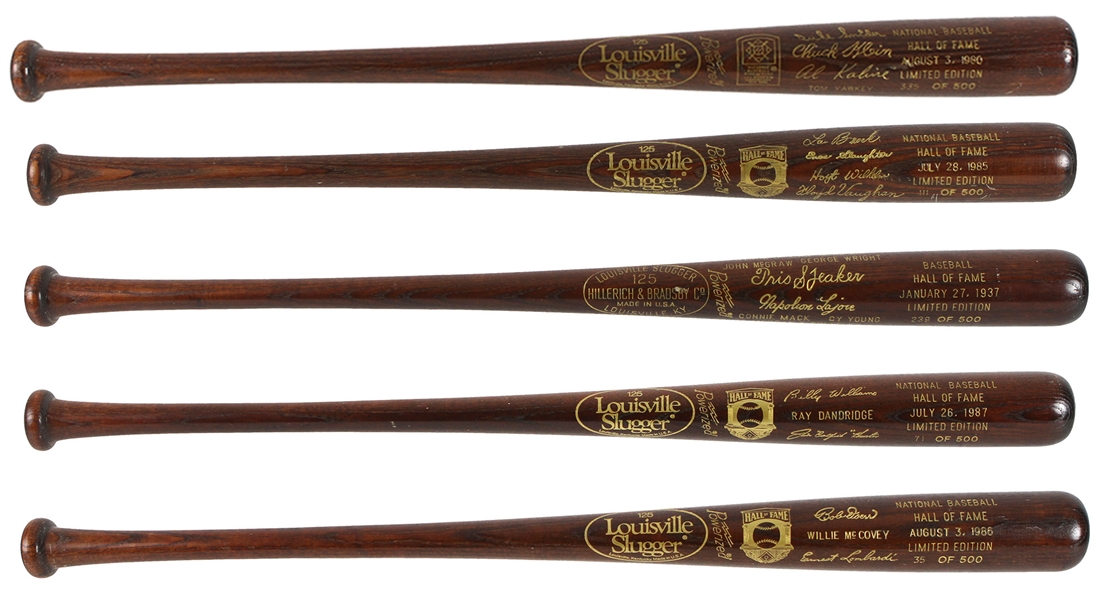 1937-87 Hall of Fame Induction Class Louisville Slugger Commemorative Bat Collection - Lot of 5