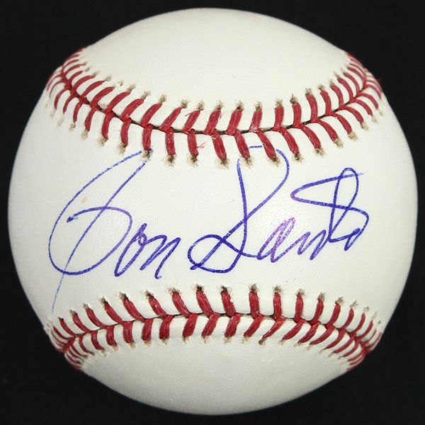 2000-10 Ron Santo Chicago Cubs Signed OML Selig Baseball (JSA)