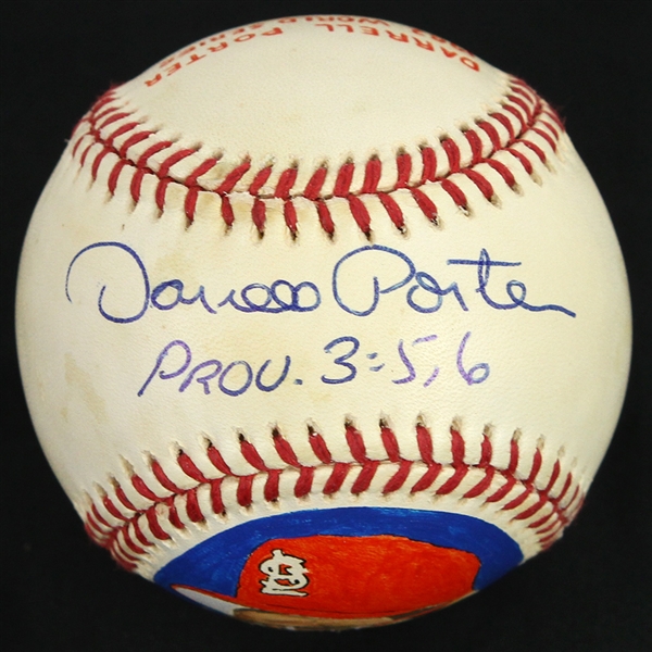 1982 Darrell Porter St. Louis Cardinals Signed OWS Kuhn Painted Baseball (JSA)