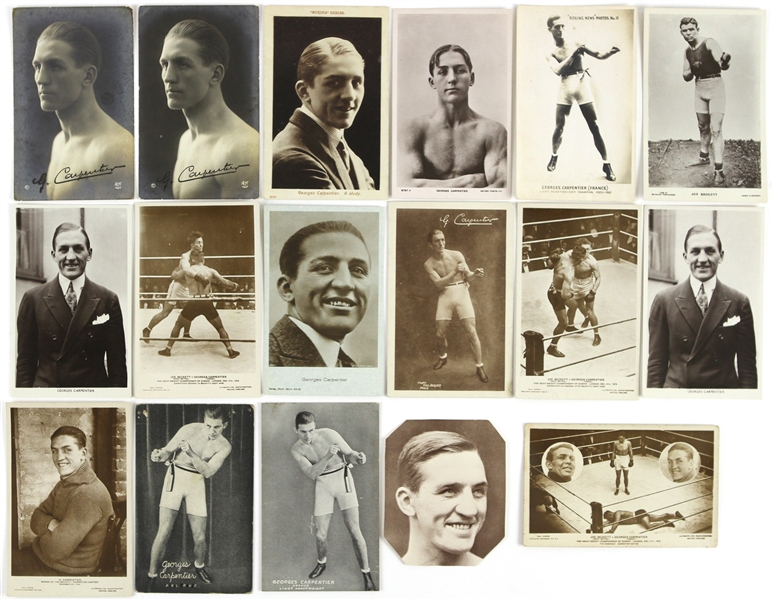 1910s-40s Georges Carpentier World Light Heavyweight Champion Postcard & Photo Collection - Lot of 25
