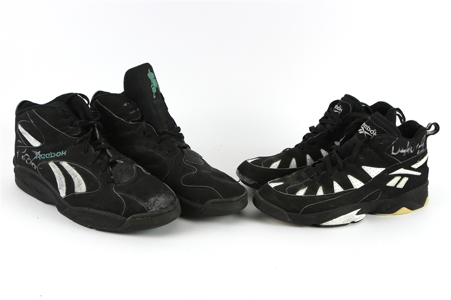 1994-97 Dino Radja David Wesley Boston Celtics Signed Game Worn Reebok Shoes - Lot of 2 Pair (MEARS LOA)