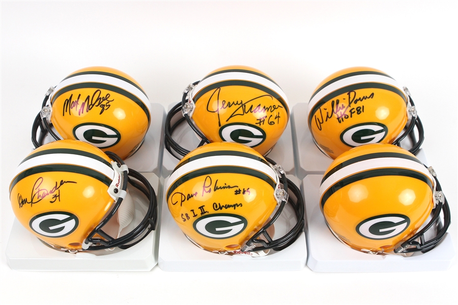 2000s Green Bay Packers Signed Riddell Mini Helmets Including Jerry Kramer, Willie Davis, and more (Lot of 6)(JSA)