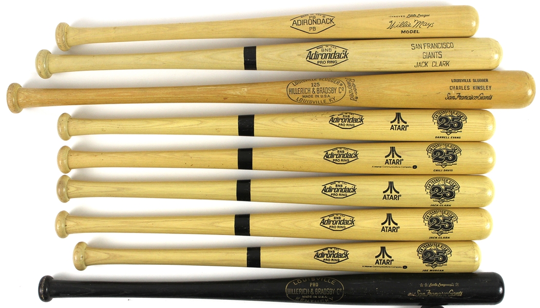 1980s San Francisco Giants 25th Anniversary Souvenir Bats Including Willie Mays, Jack Clark and more (Lot of 9)