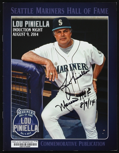 2014 Lou Piniella Seattle Mariners Signed Hall of Fame Induction Ceremony Program 