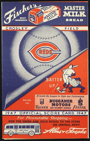 1947 Cincinnati Reds Official Score Card 