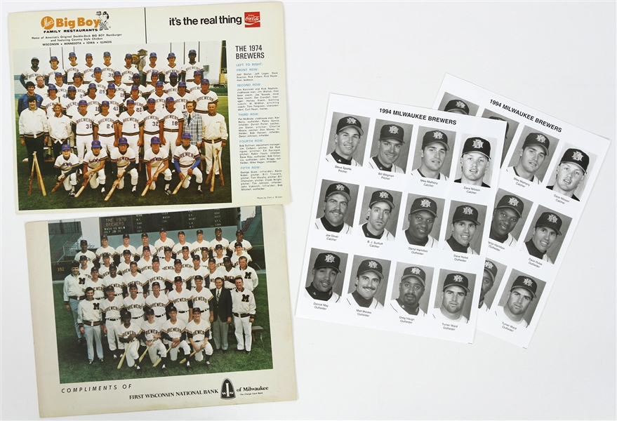 1970s-1990s Milwaukee Brewers Team Photos (Lot of 4)