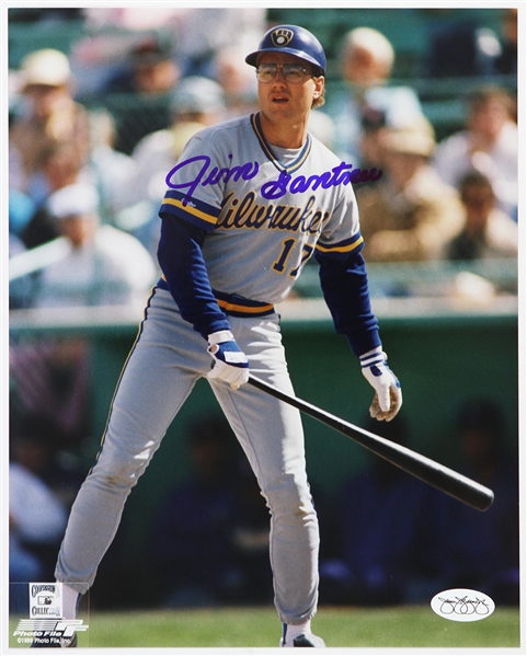 1976-92 Jim Gantner Milwaukee Brewers Autographed 8x10 Color Photo *JSA*