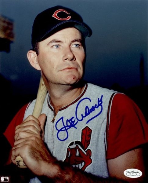 1950-52 Joe Adcock Cleveland Indians Autographed 8x10 Color Photo *JSA*